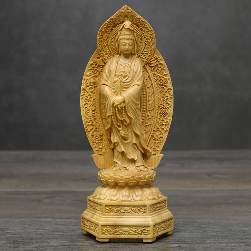 20CM Boxwood Guanyin Lotus Handheld Rosary Guanyin Bodhisattva Sculpture Home Worship Buddha Statue Home Decor
20CM Boxwood Guanyin Lotus Handheld Rosary Guanyin Bodhisattva Sculpture Home Worship Buddha Statue Home Decor