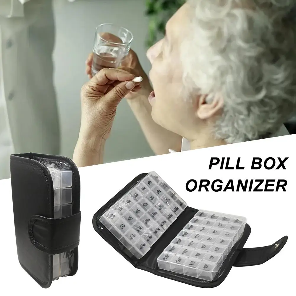 Leather Bag 14-Days Medicine Box 56 Grid Laptop Convenient Plastic Box Organizer Week Pill One Medicine Box E7A1
Leather Bag 14-Days Medicine Box 56 Grid Laptop Convenient Plastic Box Organizer Week Pill One Medicine Box E7A1