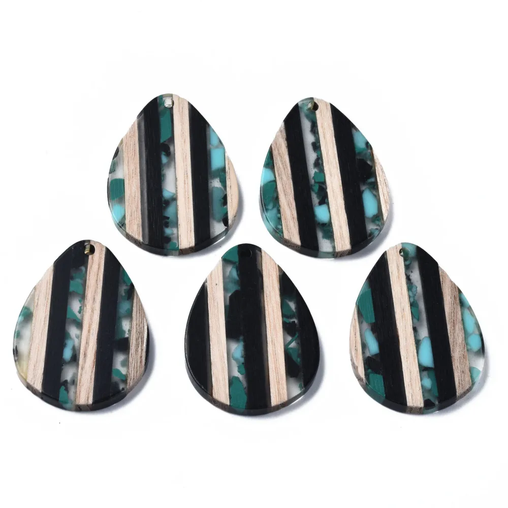 

20Pcs Wood Resin Irregular Charms Stripe Trapezoid Teardrop Pendants for Wooden Earrings Necklace DIY Making Jewelry Findings