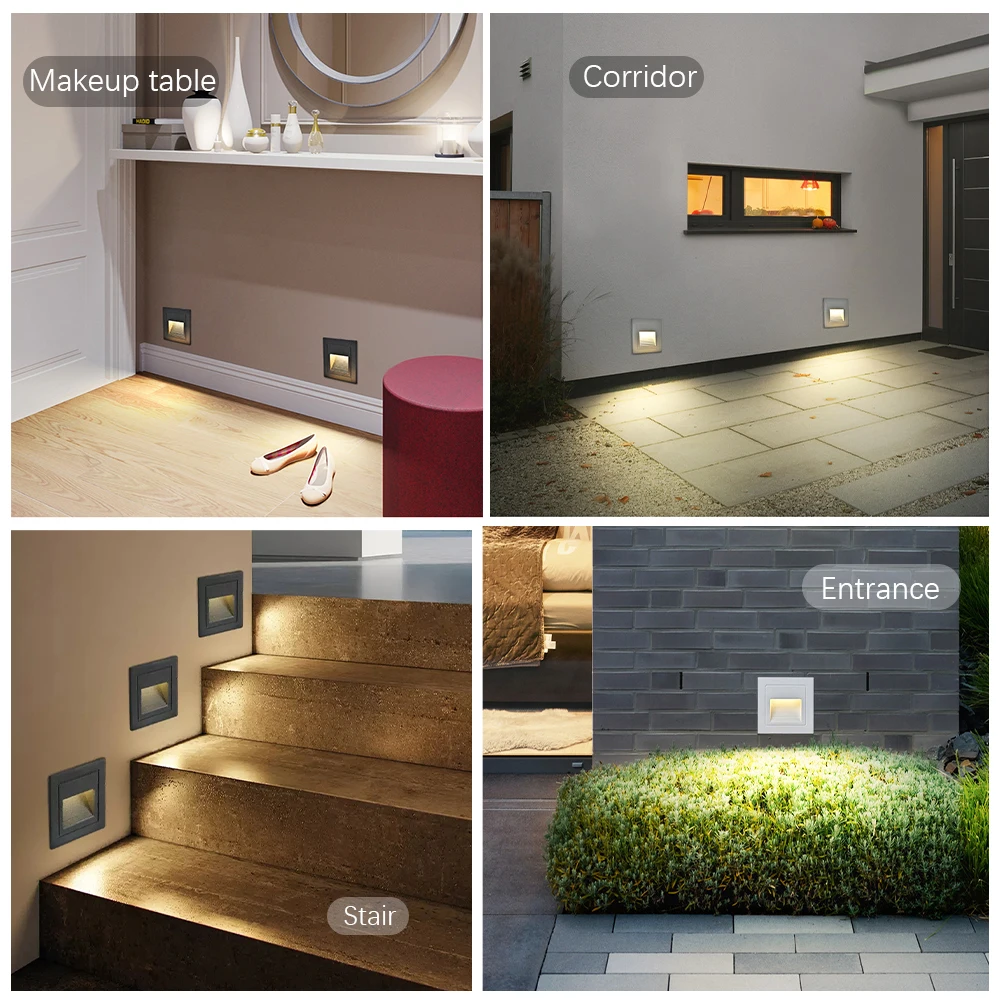 LED Wall Lamps 3W Waterproof Corridor Hallway Corner Step Lights Recessed Balcony Staircase Decorative Kid Room Night Light LED Wall Lamps 3W Waterproof Corridor Hallway Corner Step Lights Recessed Balcony Staircase Decorative Kid Room Night Light