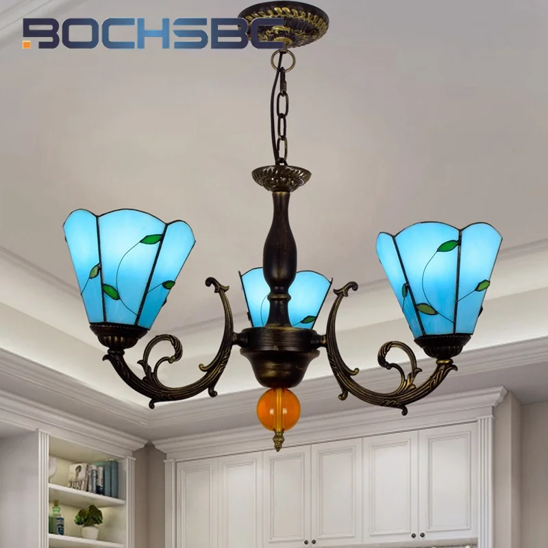 BOCHSBC Tiffany style stained glass Mediterranean blue simple leaves 3 chandelier Dining Room Bedroom Corridor Bar Cafe LED deco
BOCHSBC Tiffany style stained glass Mediterranean blue simple leaves 3 chandelier Dining Room Bedroom Corridor Bar Cafe LED deco
