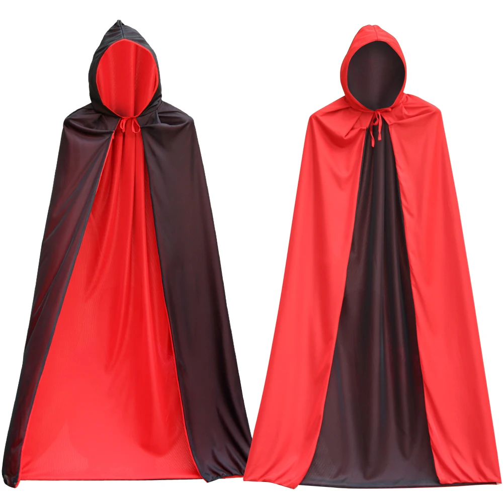 

Halloween Vampire Cloak Cape Stand-up Collar Cap Red Black Reversible For Kids Adult Costume Themed Party Cosplay Men Women Dres