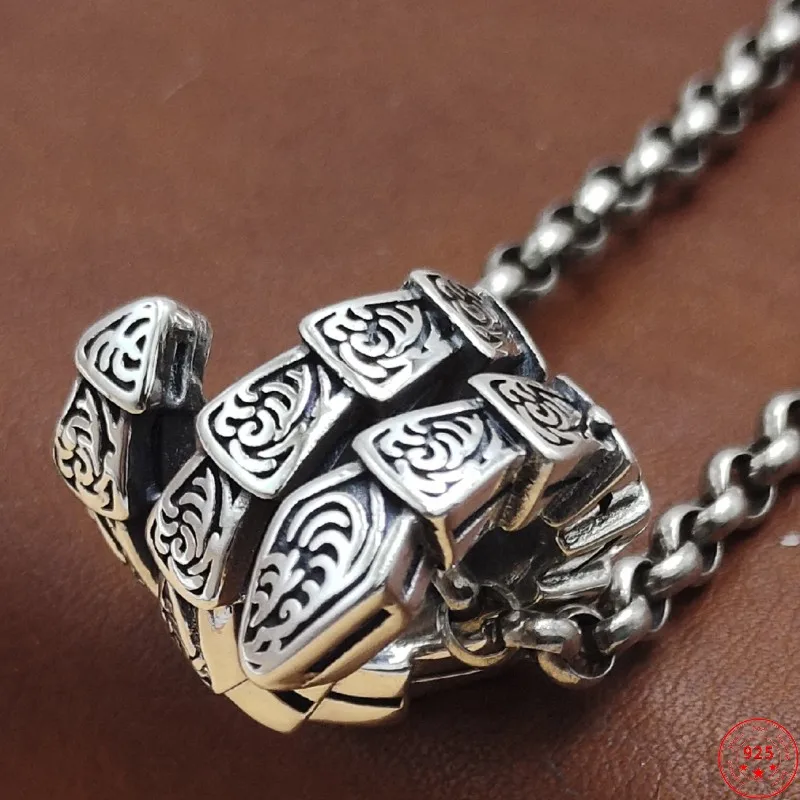 

S925 Sterling Silver Pendant for Men Women 2023 New Women's Fashion Eternal Vine Totem Divine Snake Pure Argentum Amulet Jewelry