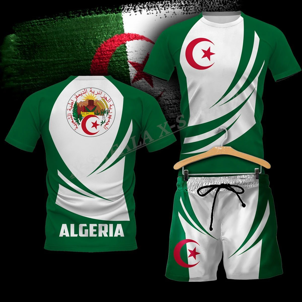 

Algeria Country Flag 3D Print T-shirt Short Combo Beach Set Men Summer Short Sleeve Casual Mens T-Shirt BoardShorts Set