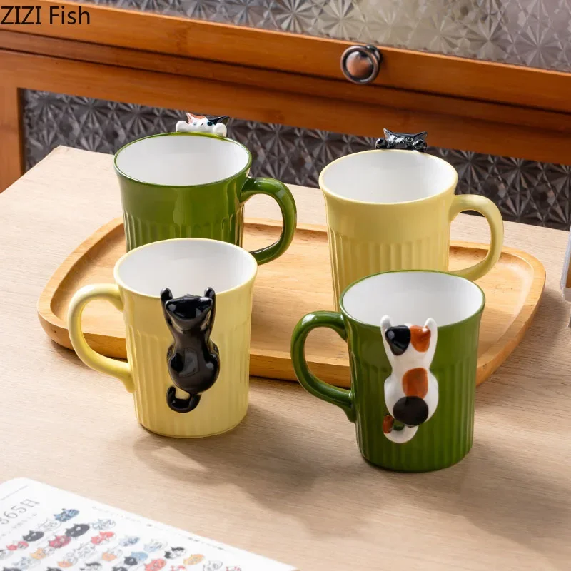 

Керамическая кружка с мультяшным изображением милого кота, креативная офисная кружка для воды, чашка для дома, завтрака, молока, чашка для пары, послеобеденного чая, кофе, подарок для друга