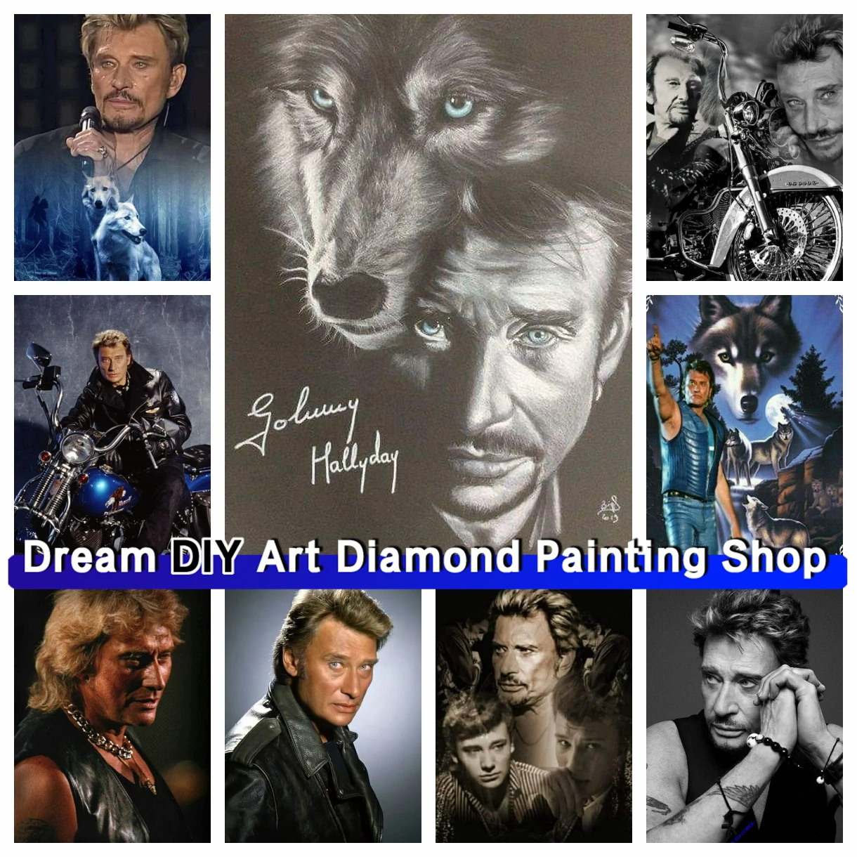 

Johnny Hallyday Portrait 5D DIY Diamond Painting Rhinestones Picture Wolf Man Embroidery Mosaic Art Cross Stitch Home Decor