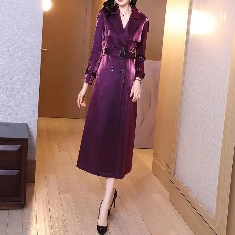 Glossy Trench Coat Womens 2023 New Spring Fashion Slim Long Windbreaker Jacket Large Size Female Outerwear Double Breasted Top
Glossy Trench Coat Womens 2023 New Spring Fashion Slim Long Windbreaker Jacket Large Size Female Outerwear Double Breasted Top