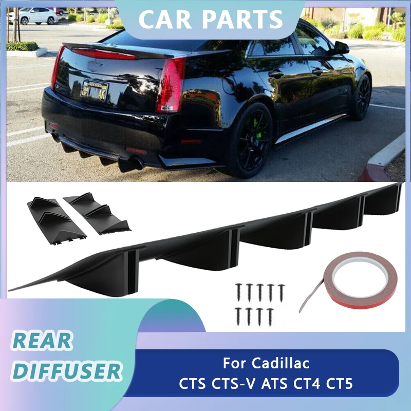 

Rear Lip Bumper Diffuser Spoiler For Cadillac CTS CTS-V ATS CT4 CT5 Carbon Fiber Shark 5 fins 81.5cm Universal Car Accessories