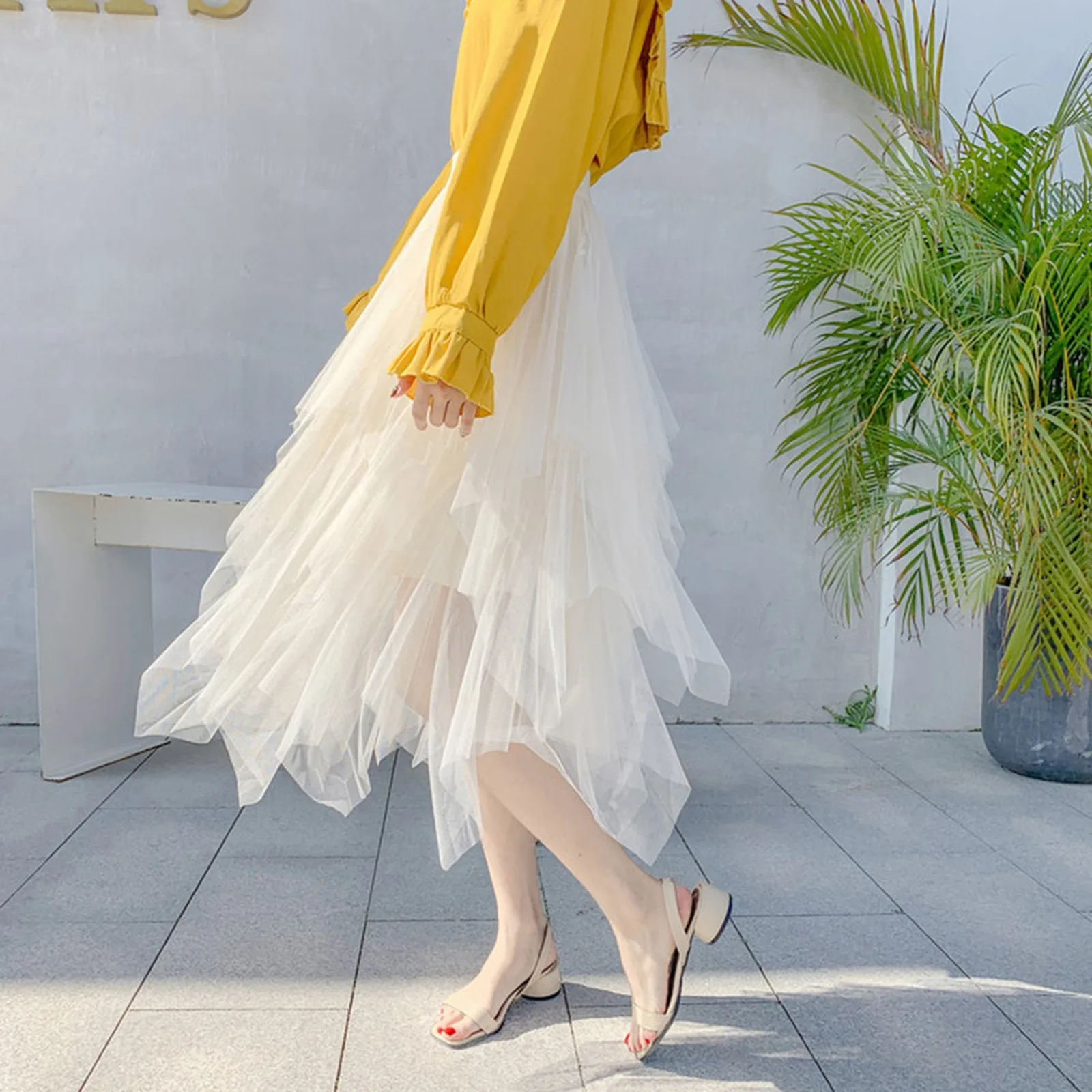 Irregular Hem Mesh Half Skirt For Women Solid Color Elastic Waist Long Tulle Skirt Dancewear Performance Party Pleated Petticoat
Irregular Hem Mesh Half Skirt For Women Solid Color Elastic Waist Long Tulle Skirt Dancewear Performance Party Pleated Petticoat
