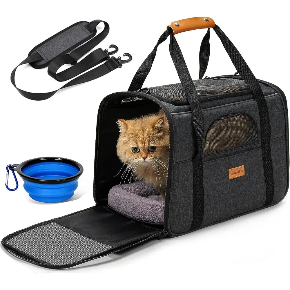 

Morpilot Large Cat Carrier - Soft Sided Cat Carrier Large for Big Medium Cats and Puppy up to 20lbs, Pet Carrier with Safety