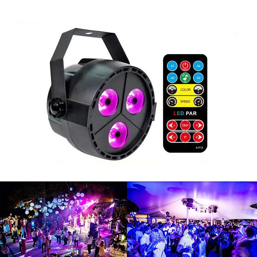 

12W UV LED Stage Light Sound Active 3 LEDs Auto DMX Ultraviolet Strobe Par Black Lights For Disco DJ Projector Party Lights