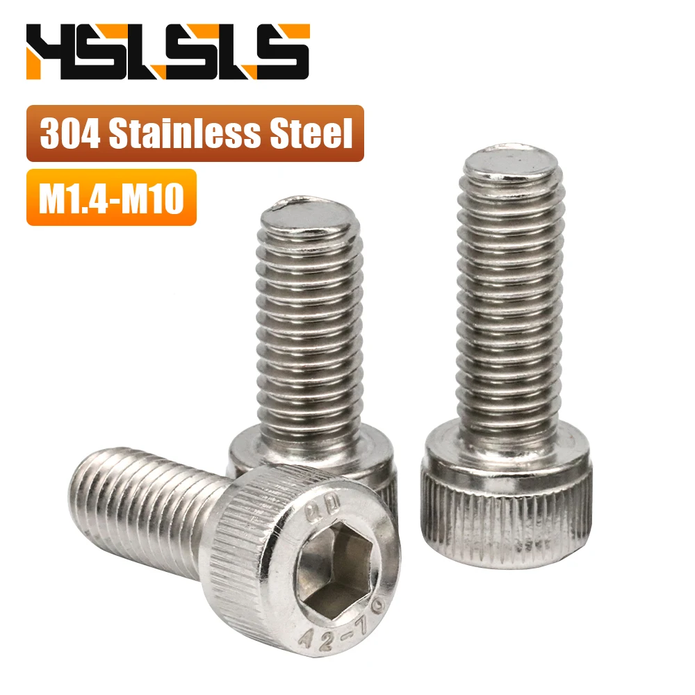 

HSLSLS 1-55pcs Hex Socket Head Cap Screw M1.2 M1.4 M1.6 M2 M2.5 M3 M4 M5 M6 M8 M10 M12 Stainless Steel Allen Head Machine Screws