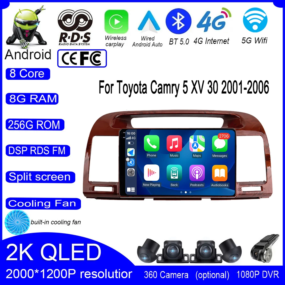 Для Toyota Camry 5 XV 30 2001-2006 Android 13 автомобильный IPS GPS аудио DSP Carplay беспроводной плеер Автомагнитола видео мультимедиа
Для Toyota Camry 5 XV 30 2001-2006 Android 13 автомобильный IPS GPS аудио DSP Carplay беспроводной плеер Автомагнитола видео мультимедиа