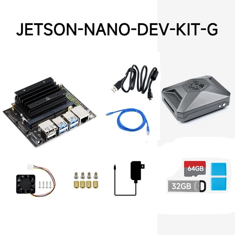 Комплект разработчика для Jetson Nano 4G с металлической планкой, USB-кабелем, сетевым кабелем, 32 ГБ USB-накопителем, 64 Гб SD-картой, устройством считывания и источником питания
Комплект разработчика для Jetson Nano 4G с металлической планкой, USB-кабелем, сетевым кабелем, 32 ГБ USB-накопителем, 64 Гб SD-картой, устройством считывания и источником питания