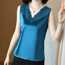 Korean Fashion Silk Tank Top Women Satin Office Lady Tank Top Lace Solid Black Clothing for Women Lace Cami
Korean Fashion Silk Tank Top Women Satin Office Lady Tank Top Lace Solid Black Clothing for Women Lace Cami