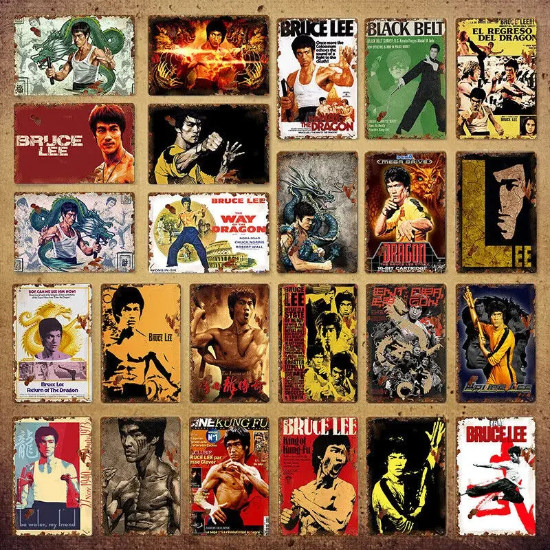 

Vintage Bruce Lee Metal Signs Retro Tin Kung Fu Wall Plaques Man Cave Garage Bar Pub Art Decorative Customize Gift Home Decor