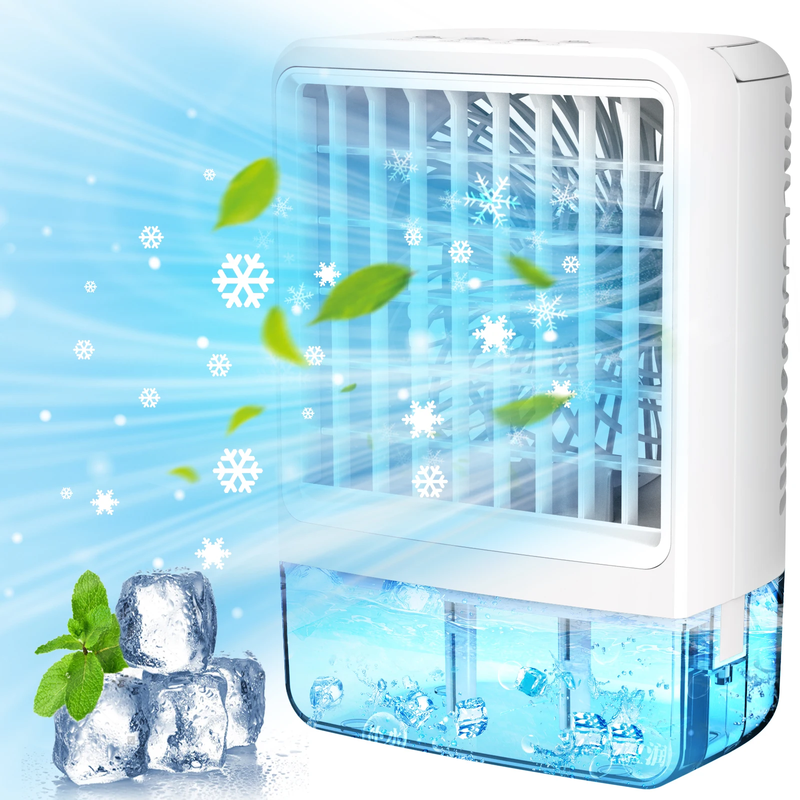 Table Air Cooler Fan with 7 Colorful Lights, 2/4 H Timer, 500ML Water Tank Ajustable Wind Direction Air Conditioner Fan
Table Air Cooler Fan with 7 Colorful Lights, 2/4 H Timer, 500ML Water Tank Ajustable Wind Direction Air Conditioner Fan