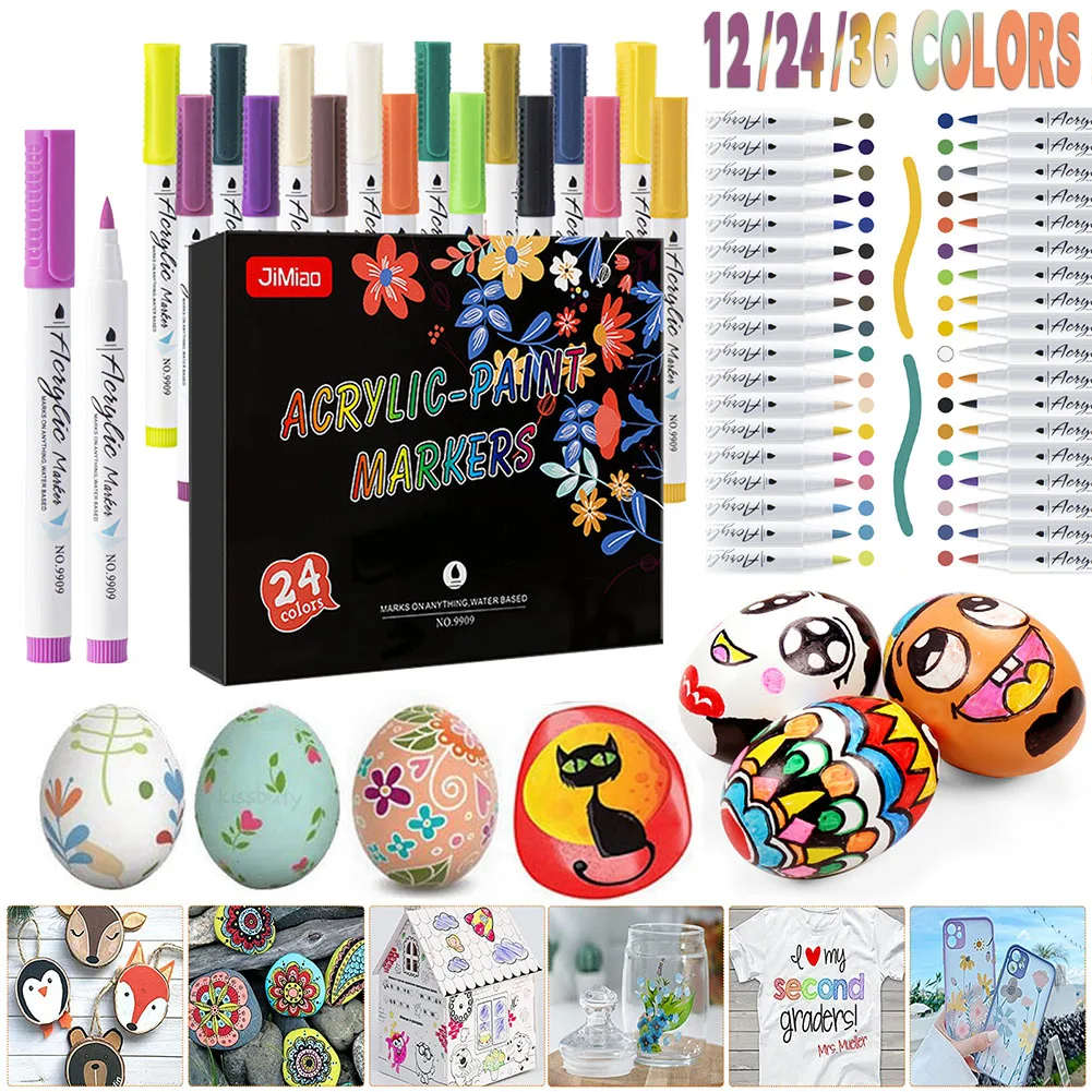 12/24/36 Colors Acrylic Paint Pens Brush Marker Pen for Stone, Ceramic, Glass, Wood, Canvas ,DIY Making,With 5 simulated eggs
12/24/36 Colors Acrylic Paint Pens Brush Marker Pen for Stone, Ceramic, Glass, Wood, Canvas ,DIY Making,With 5 simulated eggs