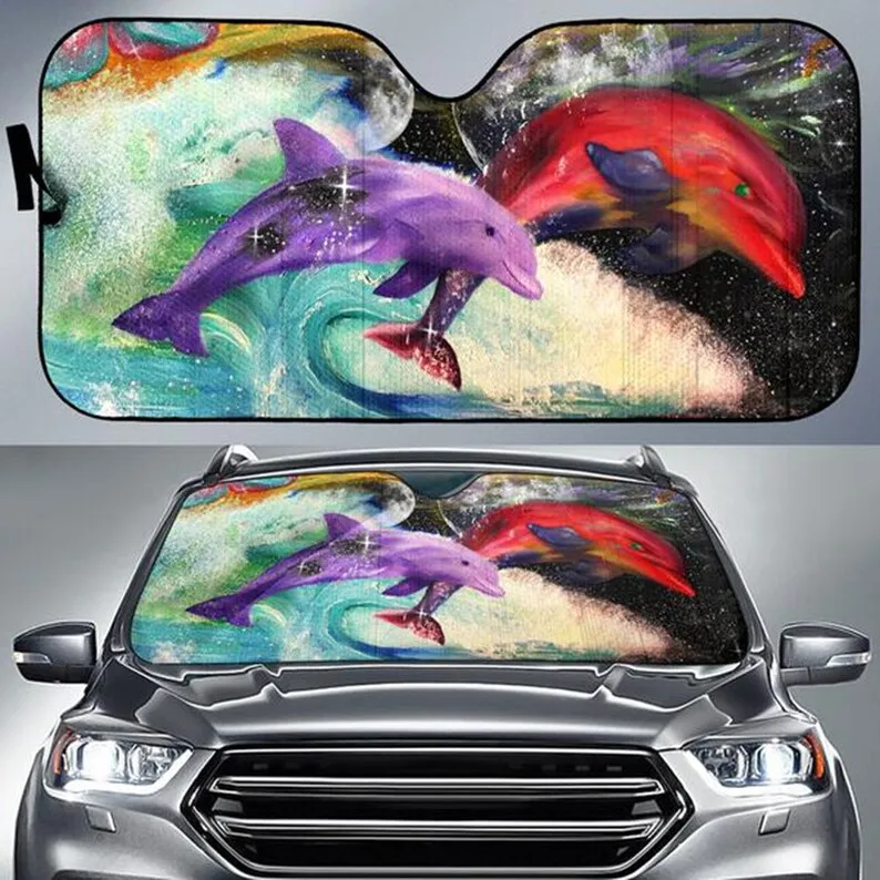 

Car Sun Shade with Dolphin Print, Auto Sun Shade a unique Gift for Dolphin Lovers.