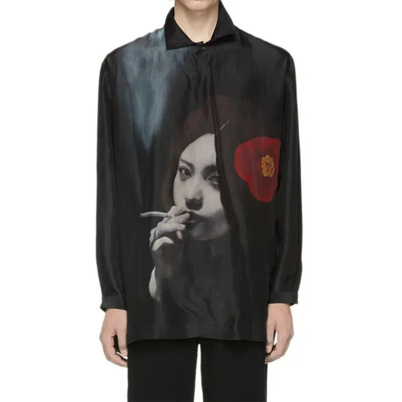 

Yohji Yamamoto Men's Long Sleeve Shirts Japanese Autumn Uchida Finch Tonight Dark Wind Fallow Casual Loose Single Breasted Tops