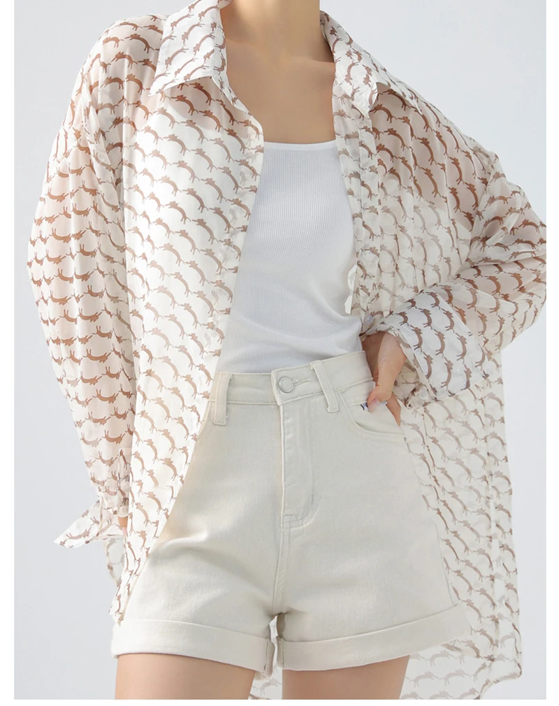 Summer Casual Shirts Chiffon Long Sleeve Sun Protection for Women Print Color Korea Stylish Classic Loose Female Blouse C4901
Summer Casual Shirts Chiffon Long Sleeve Sun Protection for Women Print Color Korea Stylish Classic Loose Female Blouse C4901