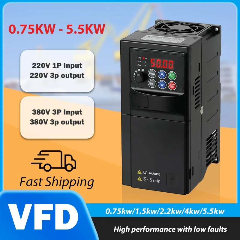 

New VFD 0.75KW/1.5KW/2.2KW/3.7KW/5.5KW 220V/380V 3 phase output Variable Frequency Drive Motor Speed Control Inverter