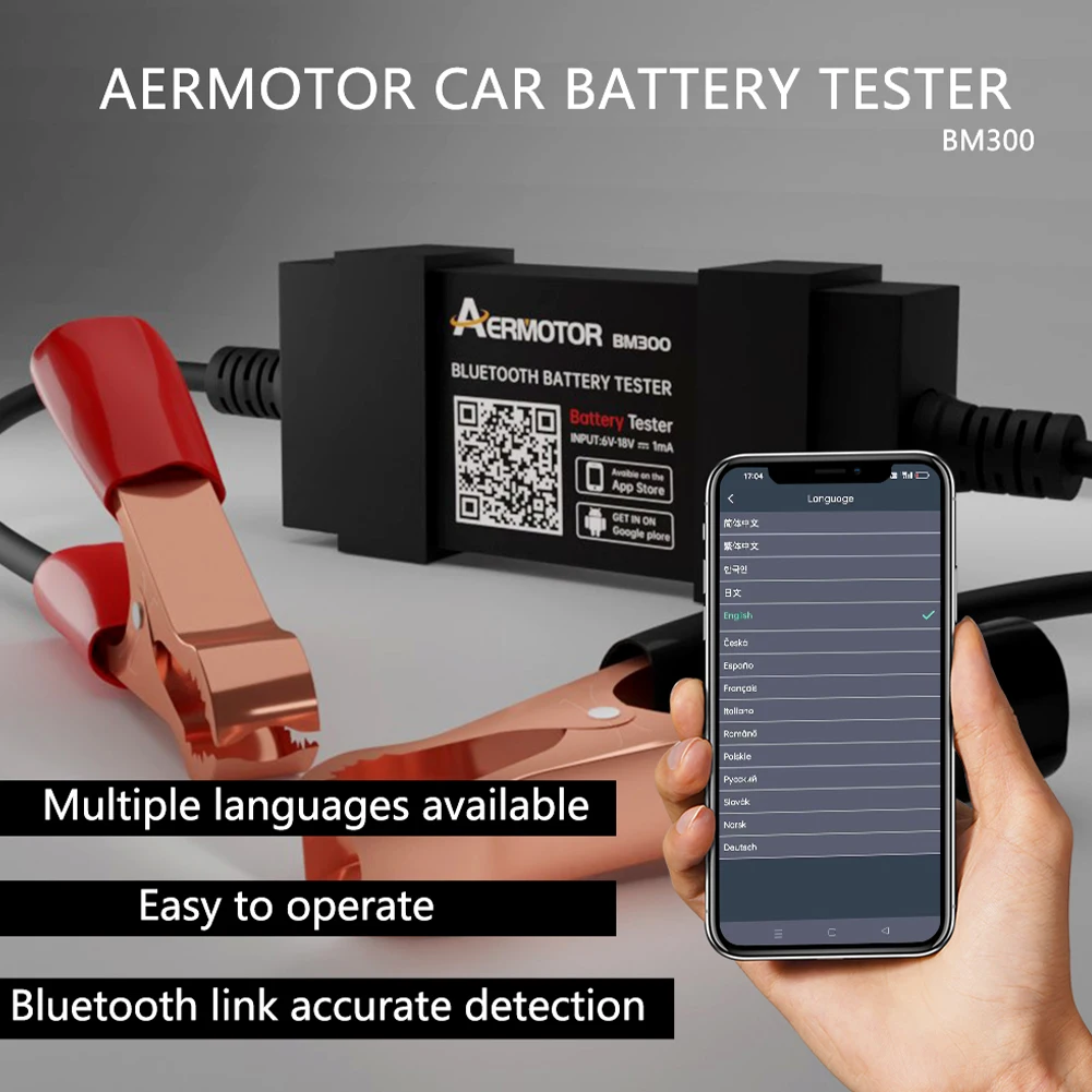 BM300 Car Battery Tester Wireless Bluetooth 5.0 12V Car Battery Testing Charging Cranking Test Tool Analyzer for Android iOS
BM300 Car Battery Tester Wireless Bluetooth 5.0 12V Car Battery Testing Charging Cranking Test Tool Analyzer for Android iOS