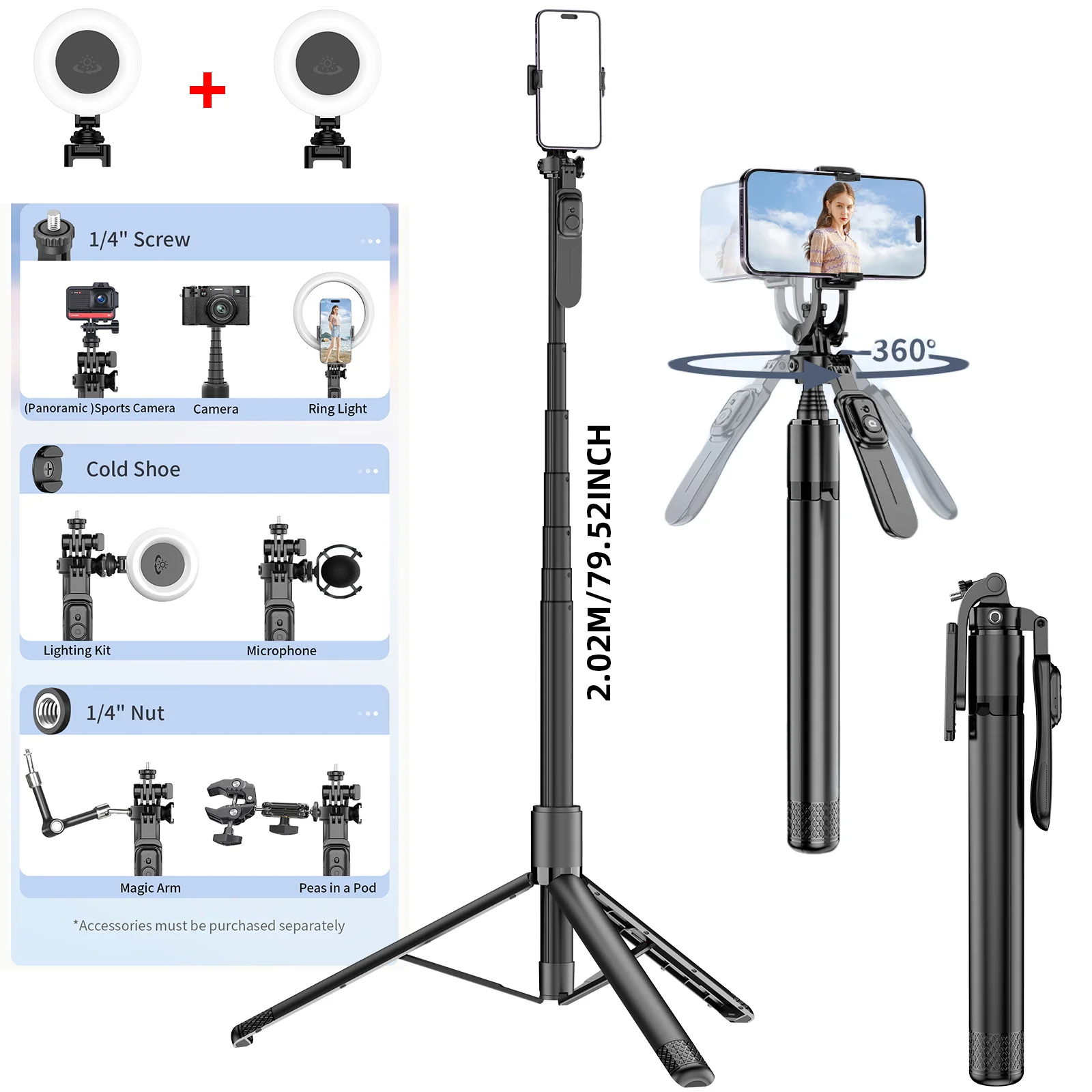 2020mm Selfie Stick Tripod Stand Wireless Selfie Stick Tripod with Remote with 1/4 Screw 1/4 Nut Portable Tripod for Phone Light
2020mm Selfie Stick Tripod Stand Wireless Selfie Stick Tripod with Remote with 1/4 Screw 1/4 Nut Portable Tripod for Phone Light