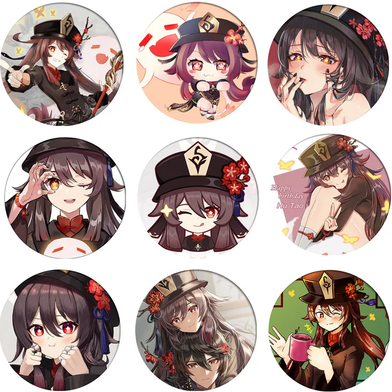 

Free Shipping Anime Pin Genshin Impact Figure Cosplay Badge Hu Tao Backpack Icon Button Cartoon Brooch Accessories Gifts