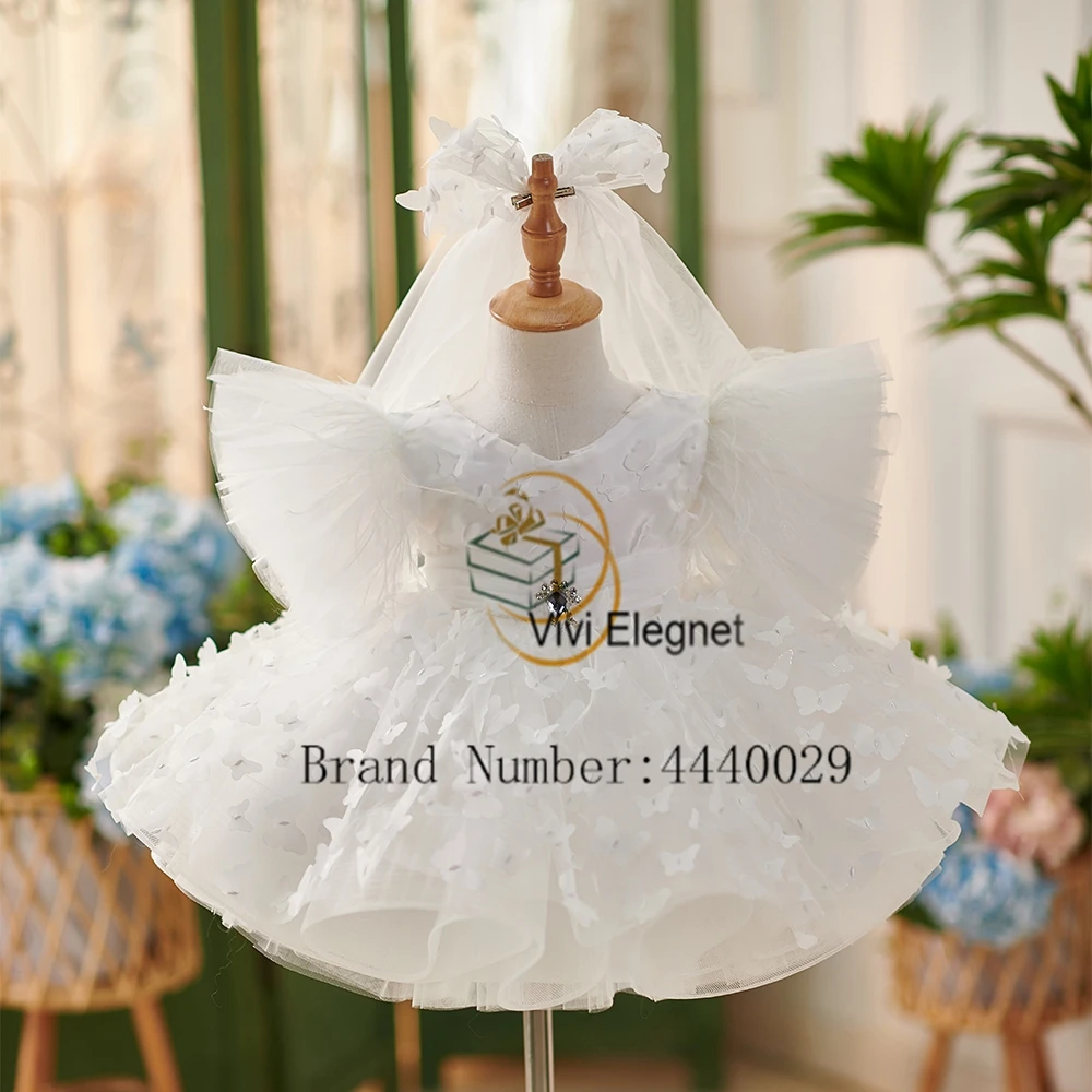 

White Scoop Sleeveless Flower Girls Dresses with Feather Tiered Knee Length Tutu Christmas Gowns Real Picture فلور فتاة اللباس