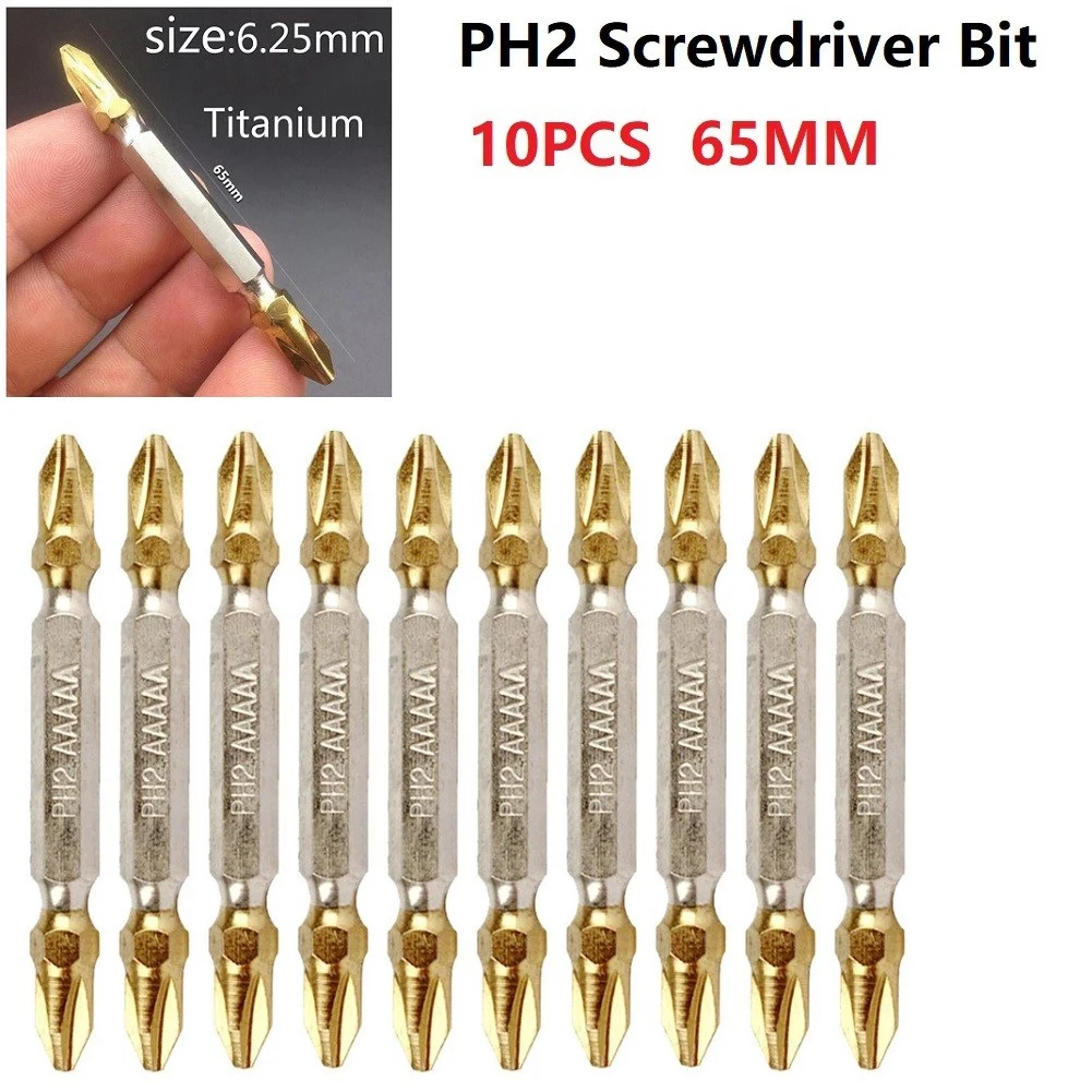 10pc PH2 Double Head Cross Plating Screwdriver Bit 65mm Hex Screw Driver Power Tool Accessories
10pc PH2 Double Head Cross Plating Screwdriver Bit 65mm Hex Screw Driver Power Tool Accessories