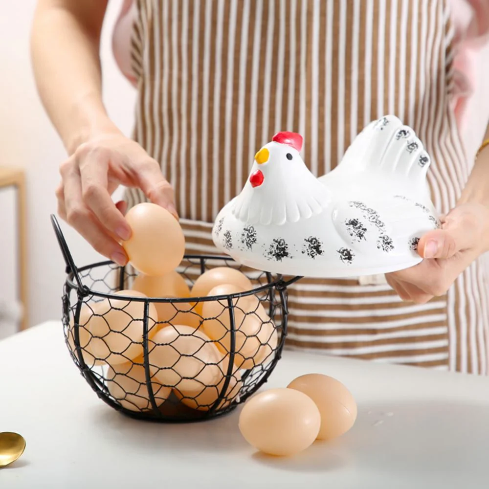 Egg Storage Basket Iron Snack Container Ceramic Hen Decor Egg Organizer Creative Egg Case Holder for Kitchen Decoration Basket
Egg Storage Basket Iron Snack Container Ceramic Hen Decor Egg Organizer Creative Egg Case Holder for Kitchen Decoration Basket
