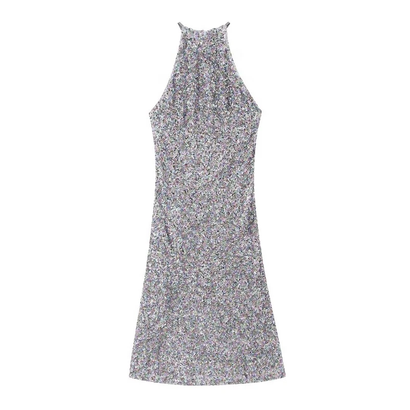 Sequin Knit Halter Neck Dress Summer New Sexy Backless Slim Sling Dress Long Skirt
Sequin Knit Halter Neck Dress Summer New Sexy Backless Slim Sling Dress Long Skirt
