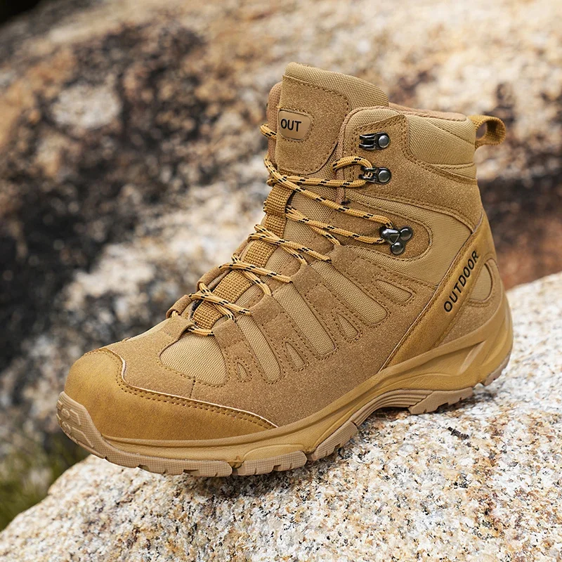 

2024Lightweight Military Man Tactical Boots Combat Anti-Collision Training Lace Up Waterproof Outdoor Hiking Breathable ArmyShoe