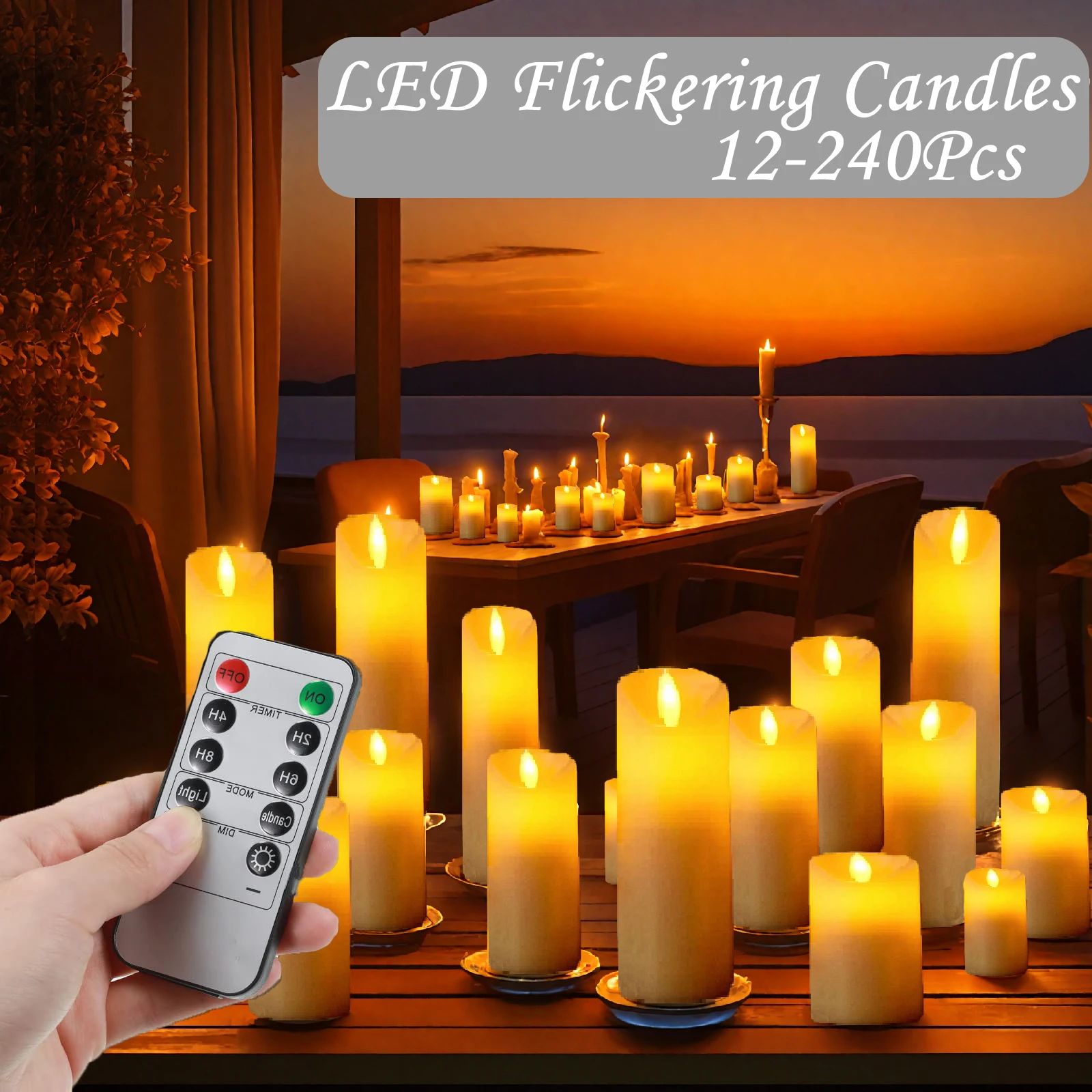 

12-240Pcs Flickering Wedding Candles Concert Center Flameless Candle with Remote Control Birthday Battery Operated LED Candles