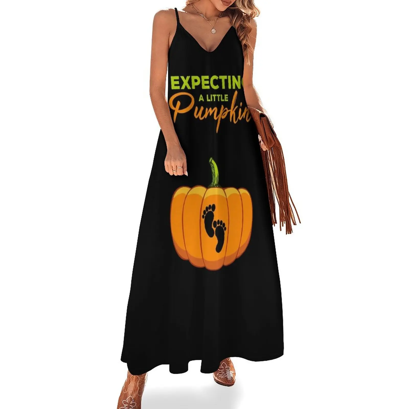 

Expecting A Little Pumpkin Halloween Maternity Sleeveless Dress Cocktail of dresses Dress woman