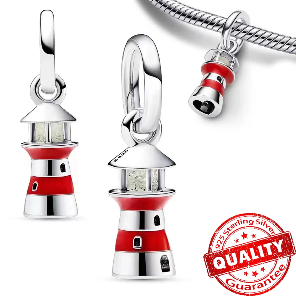 

Vintage 925 Sterling Silver Nightlight Lighthouse Dangle Charm Fit Pandora Bracelet & Necklace Cute Building Jewelry Pendant