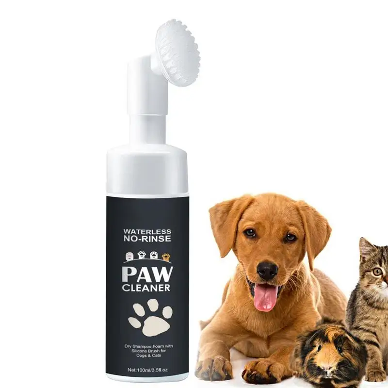 

Pet Foot Paw Cleaner 100ml Foam Waterless dry Shampoo Paw Cleaner With Silicone Brush For Cats dogs pet Grooming Supplies