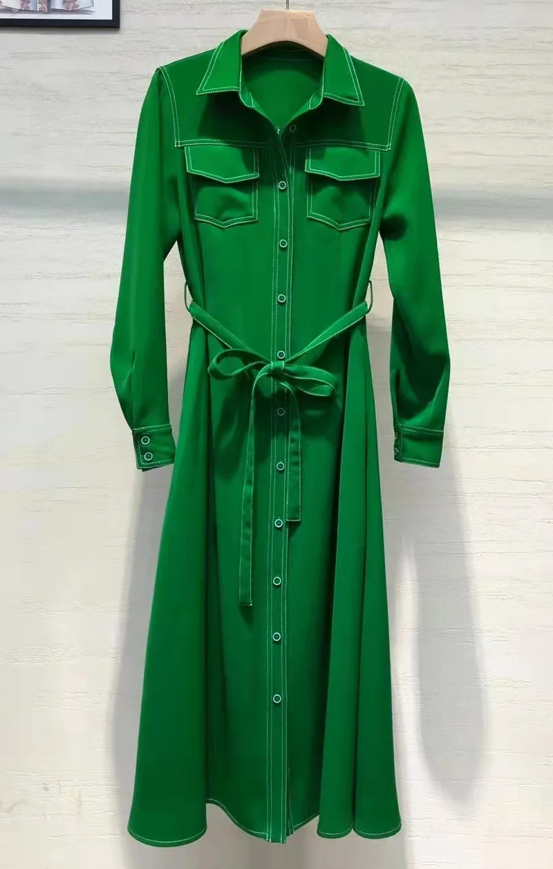 Top Quality New Autumn Winter Style Dress 2022 Women Color Block Stitching Chest Pocket Deco Long Sleeve Black Green Dress Work
Top Quality New Autumn Winter Style Dress 2022 Women Color Block Stitching Chest Pocket Deco Long Sleeve Black Green Dress Work