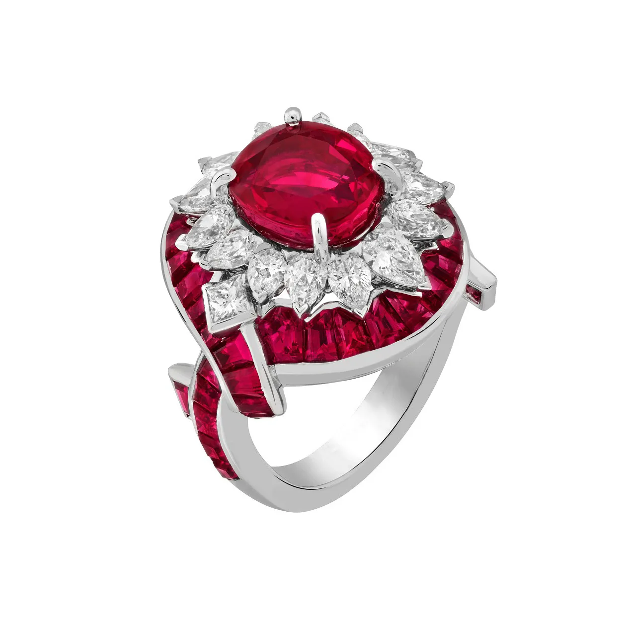 

ZOCA Original 925 Sterling Silver Ruby Gemstone Ring For Women Vintage Sparkling Birthstone Round Big Stone Jewelry