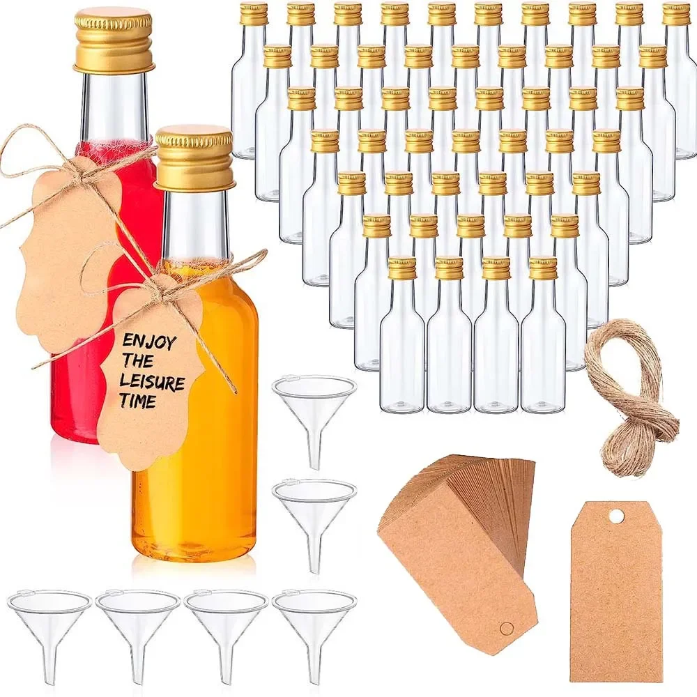 

Whiskey Bottle Party Alcohol Wedding Liquor Bottles 100PCS For Mini Vodka Champagne 50ml Shot Plastic Empty Reusable For