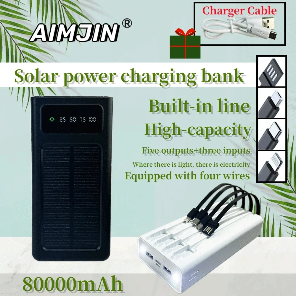 80000mAh Solar Power Bank Built Cables Solar Charger 2 USB Ports External Charger Powerbank With LED Light For Xiaomi iphone
80000mAh Solar Power Bank Built Cables Solar Charger 2 USB Ports External Charger Powerbank With LED Light For Xiaomi iphone