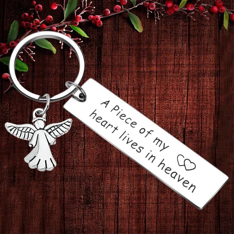 

Charm Memorial Sympathy Gift Keychain Pendant A Piece of My Heart is in Heaven Key Chains
