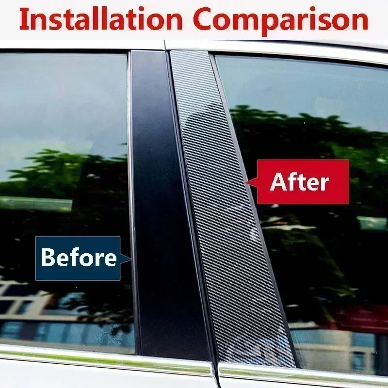 

6 шт., накладки на стойки автомобильного окна, двери, наружные накладки на колонку BC для BMW серий 7 F01 F02 2009-2015, черные наклейки из углеродного волокна