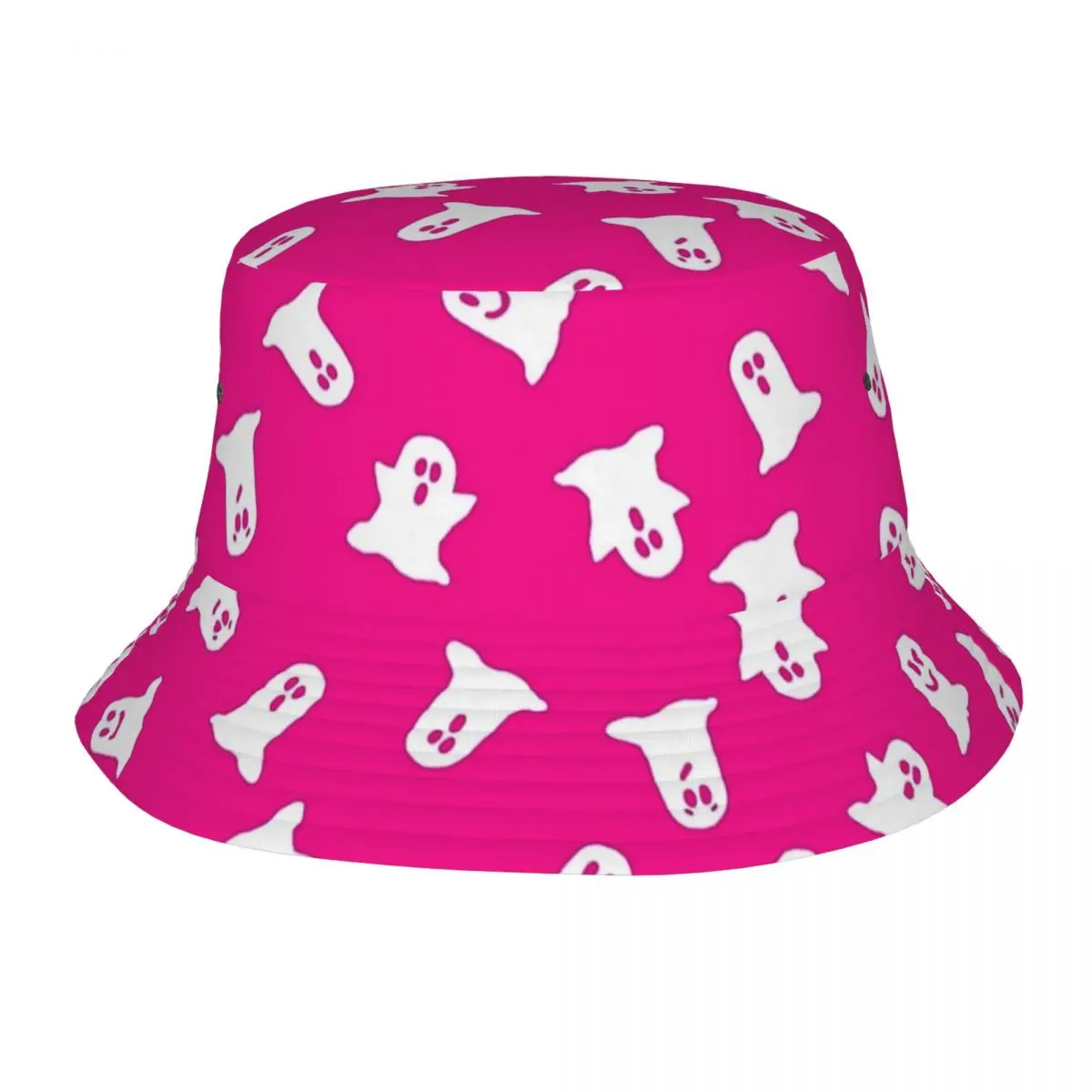 

Unisex Bucket Hat Pink Ghosts Halloween Hot Summer Headwear Packable Outdoor Fishing Fisherman Cap Boonie Hat Dropshipping