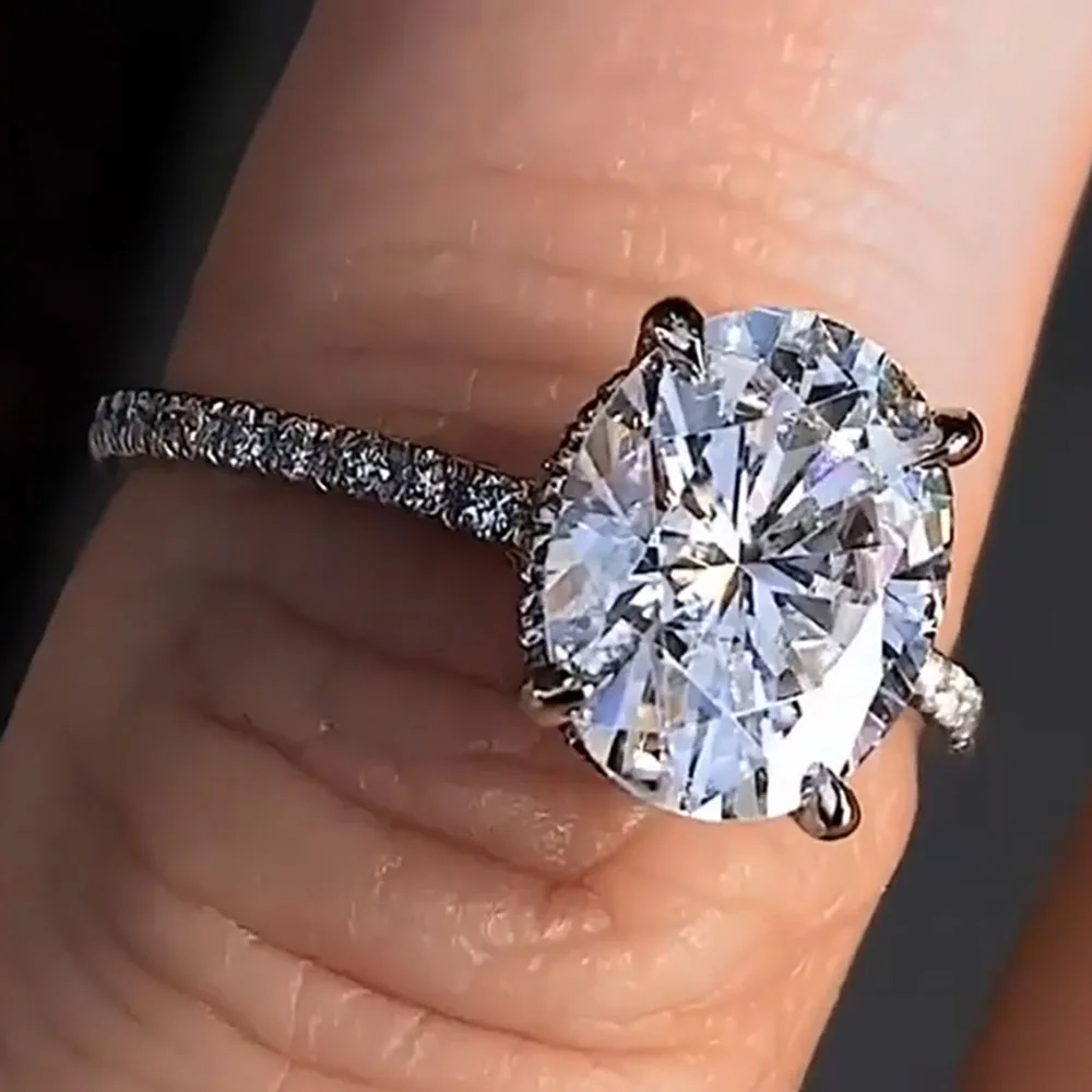 

Custom Solid 10K White Gold Women Wedding Party Anniversary Engagement Ring 1 2 3 4 5 Ct Oval Moissanite Diamond Ring Luxury