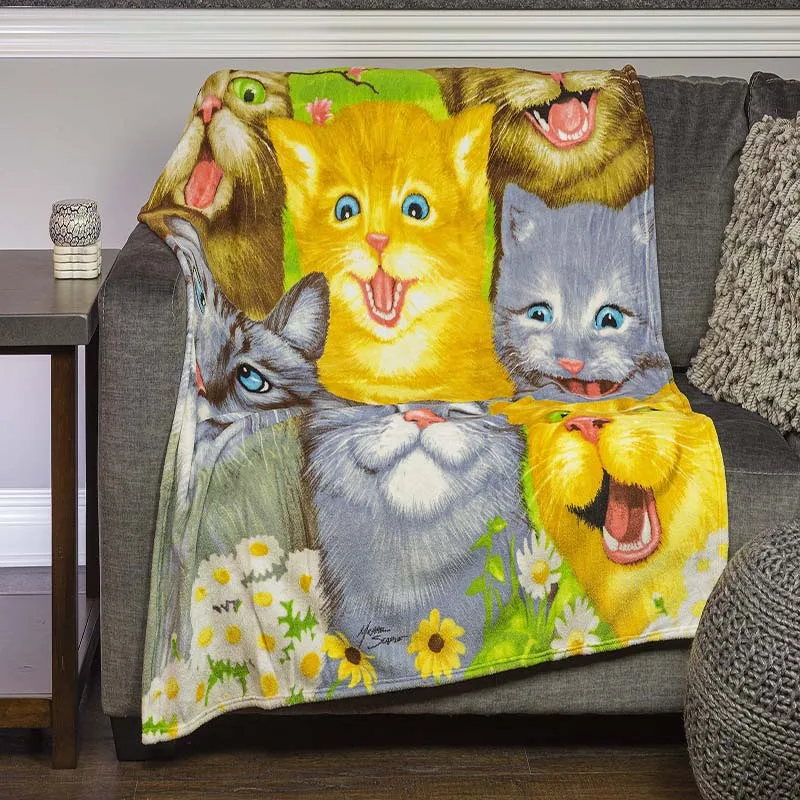 

Одеяло с рисунком милой кошки, супермягкое удобное легкое Фланелевое покрывало для дивана, кровати, дивана, большого размера