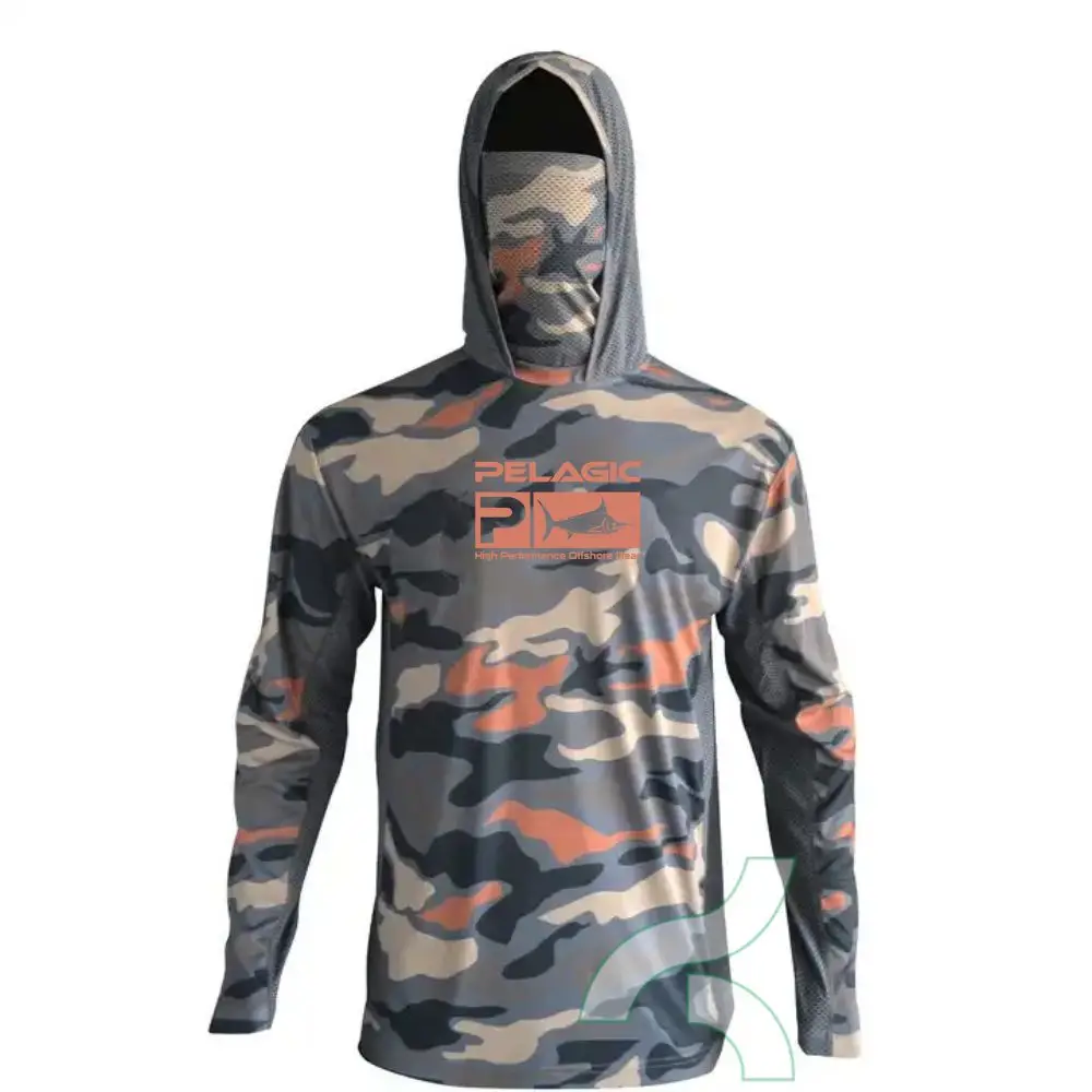 

PELAGIC Fishing Shirts Upf 50 Long Sleeve Hooded Face Cover Camisa Pesca Quick Dry Tops UV Protection Fishing Face Mask Clothes