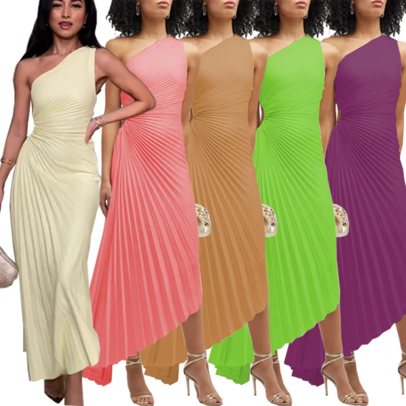 Elegant Ruffled Purple Pleated Diagonal Collar Maxi Dresses For Women Backless Sleeveless Irregular Dress Lady Evening Vestidos
Elegant Ruffled Purple Pleated Diagonal Collar Maxi Dresses For Women Backless Sleeveless Irregular Dress Lady Evening Vestidos