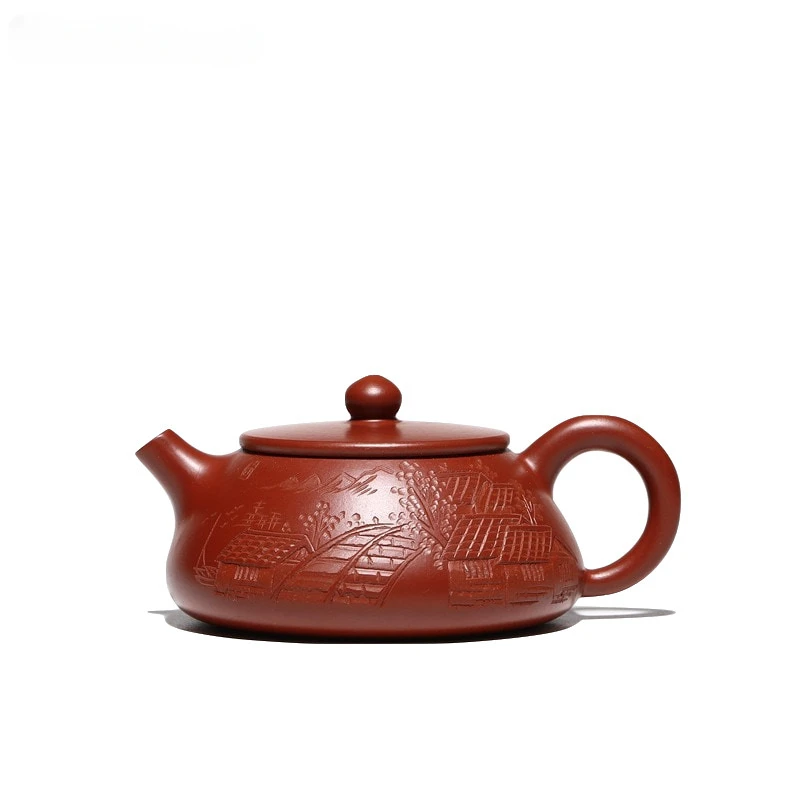 

120ml Chinese Yixing Purple Clay Teapots Raw Ore Dahongpao Stone Scoop Tea Pot Home Zisha Filter Kettle Customized Tea Set Gifts